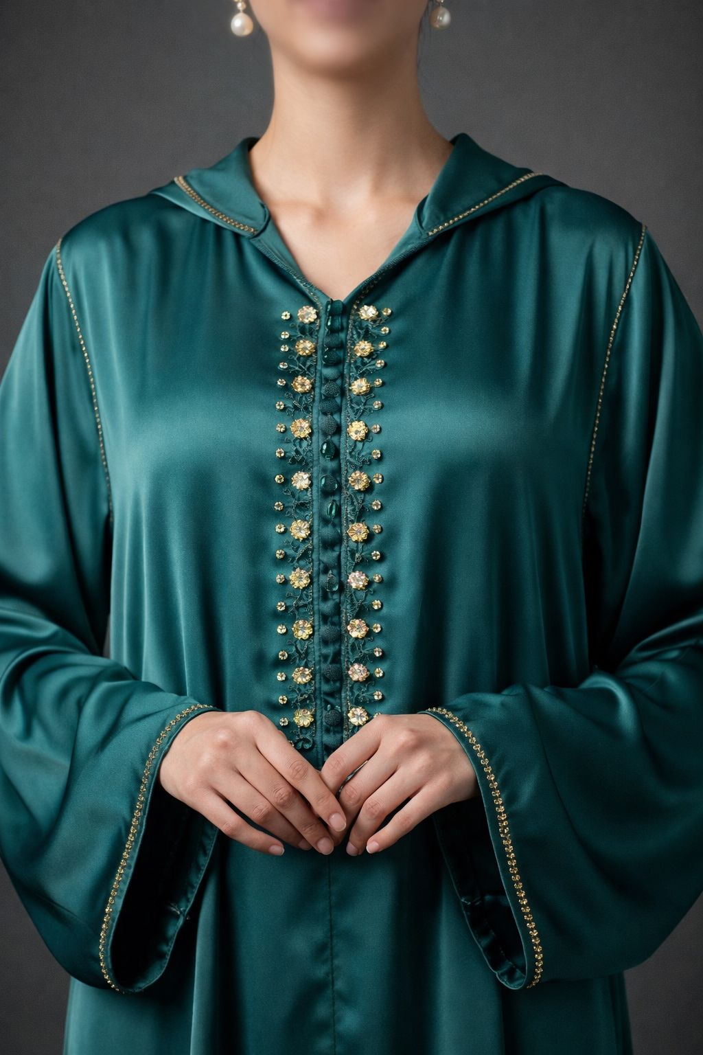 Robe longue brodée perlée