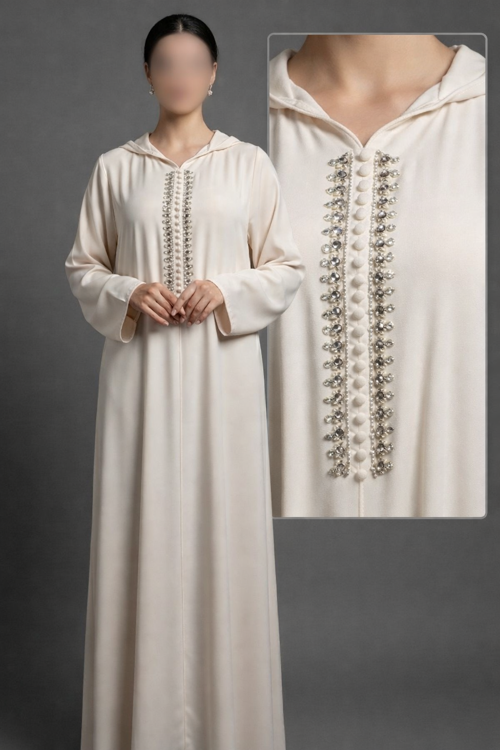 Robe longue brodée perlée